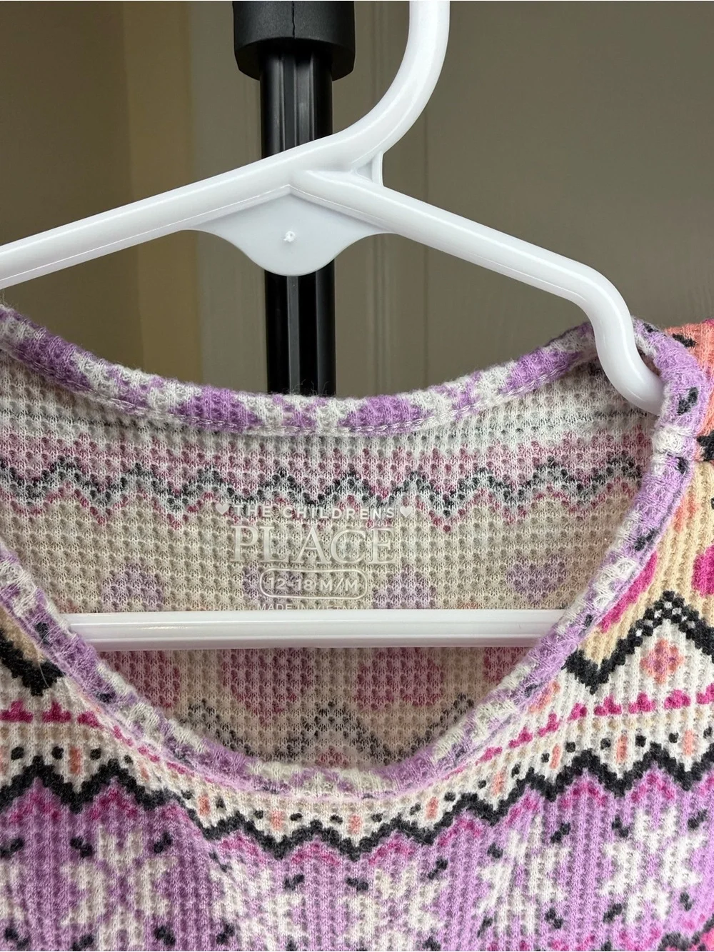 The Children's Place Pink & Purple Fair Isle Knit Dress Top